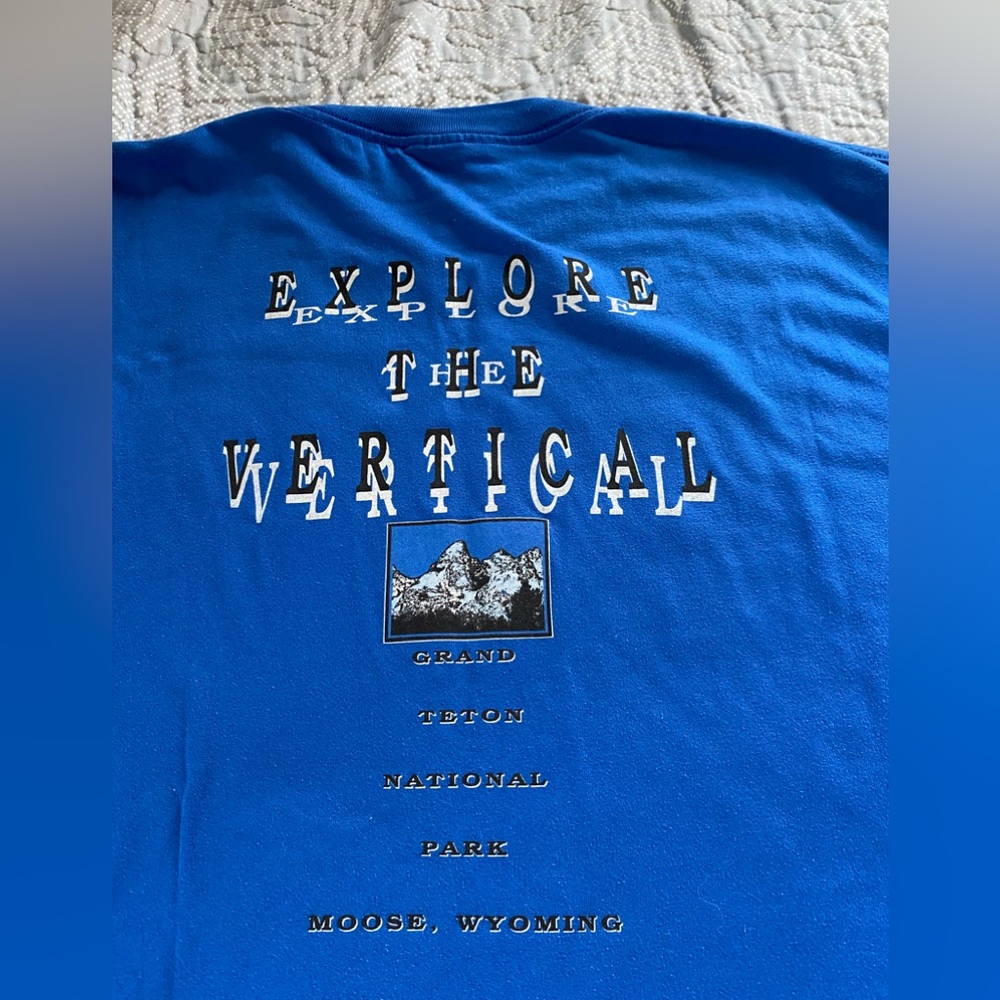 Vintage Grand Teton National Park 🏞 Blue XL Short Sleeve Tee ; double sided ⛰